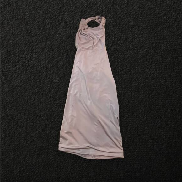 Abyss by Abby AU NWT Tan Nude Backless Halter Dress with Booty Scrunch Pleats S - Picture 1 of 11